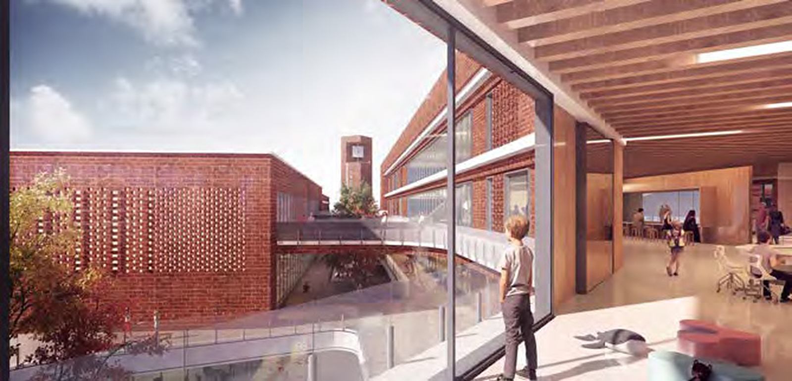 Fushun Experimental Middle School — Arrival court and covered walkway.