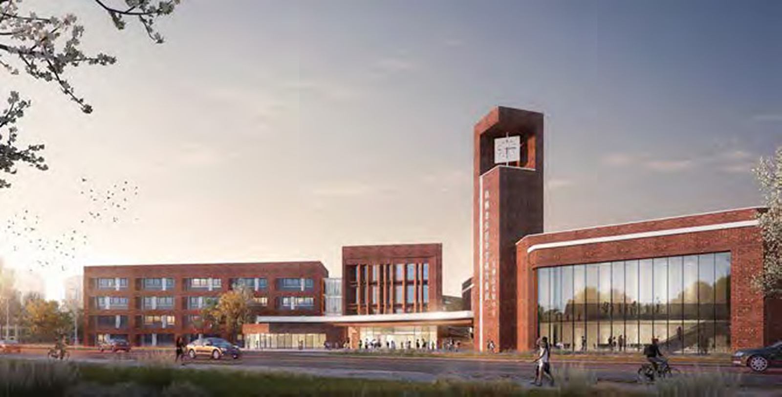 Fushun Experimental Middle School — The gate and clock tower.