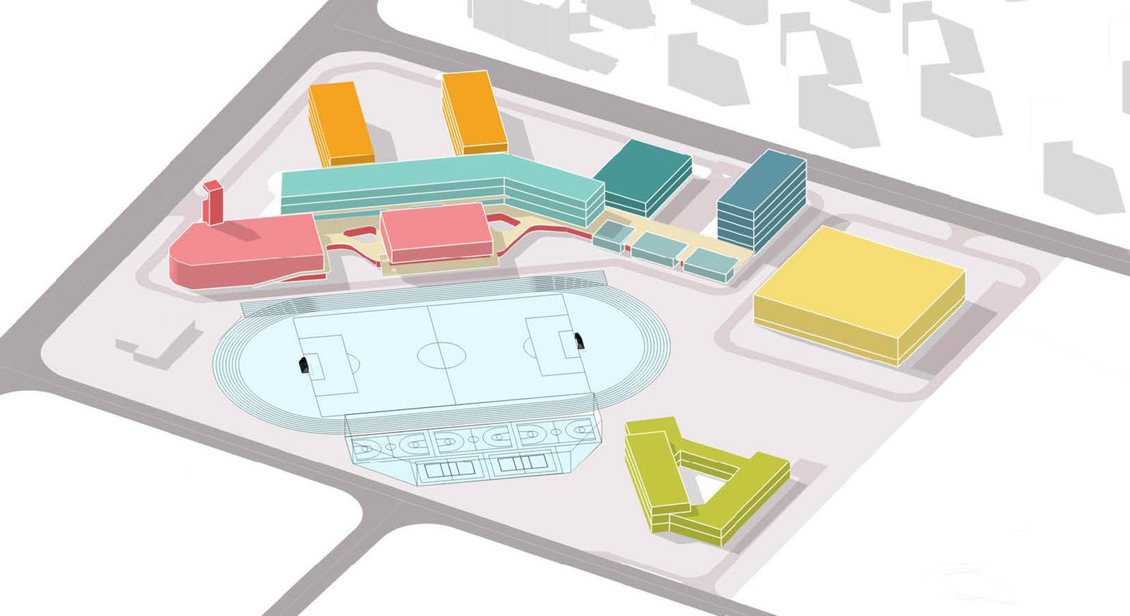 Fushun Experimental Middle School — Massing study