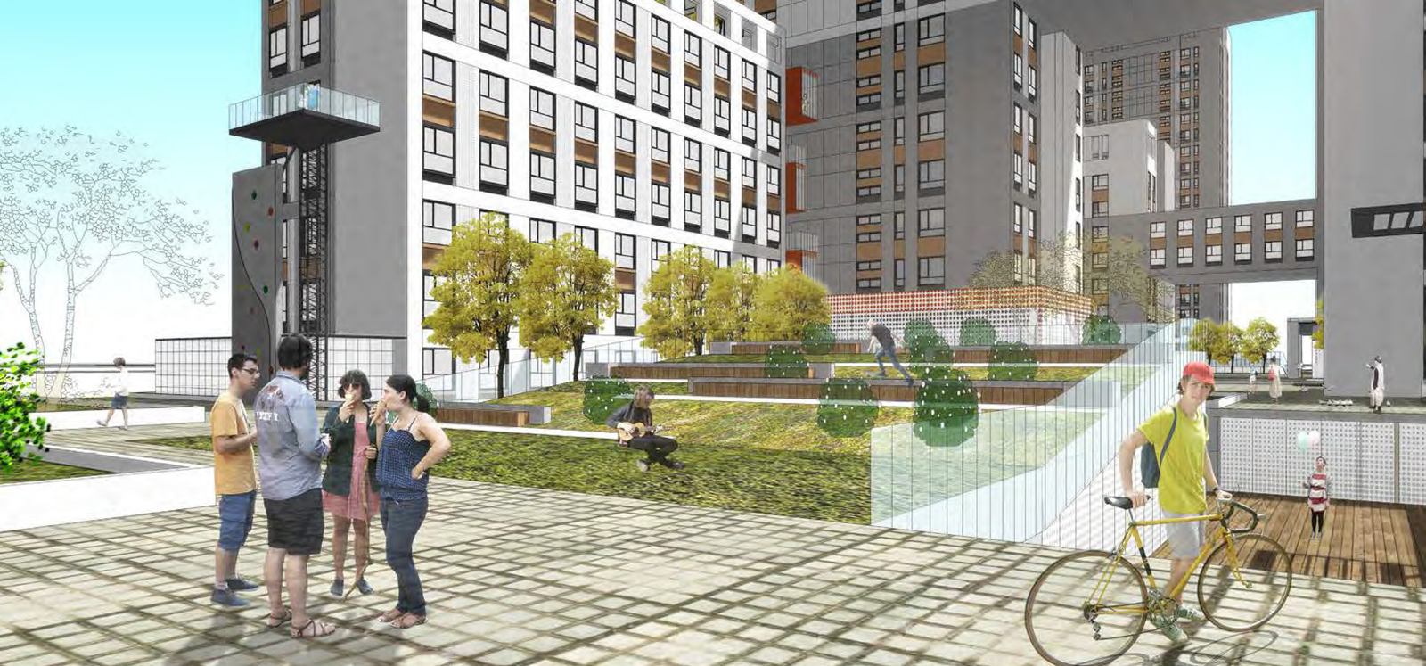 Vanke Jiugong Rental Housing — Landscaped courtyard.